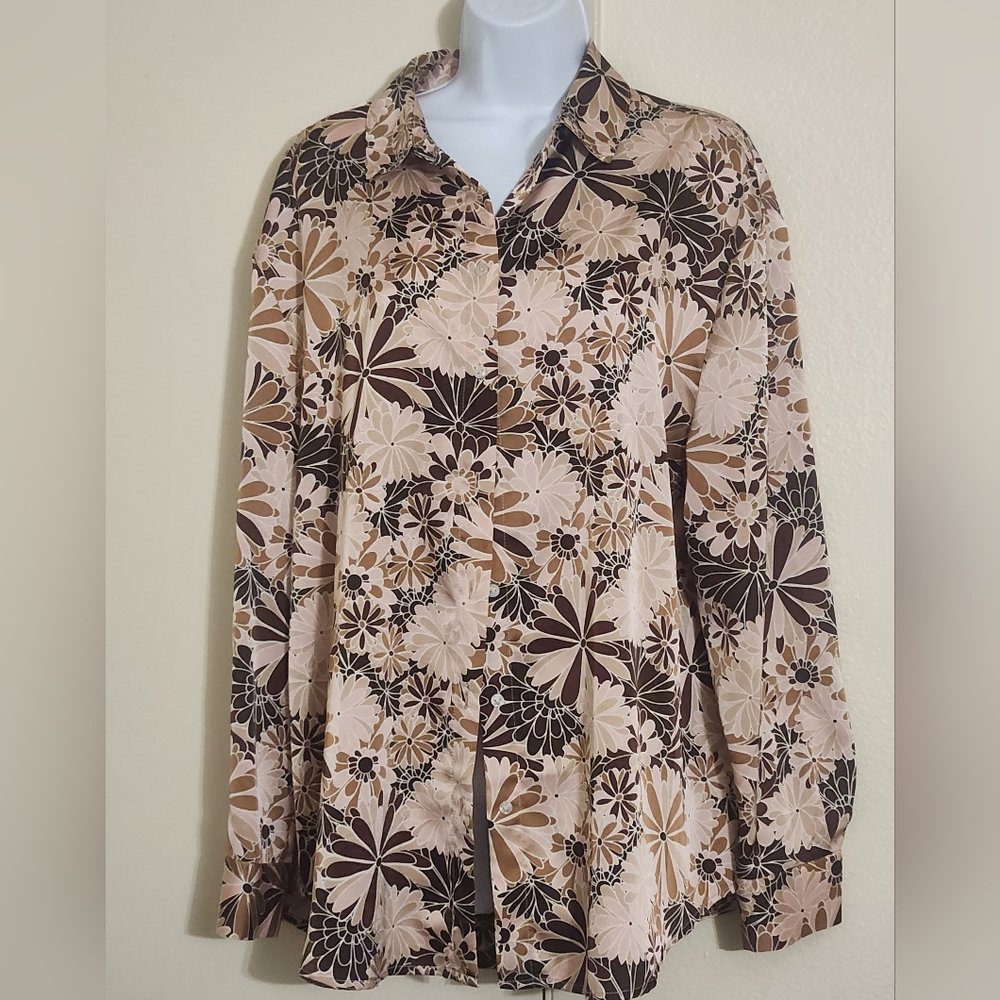 Fred David Brown Golden Floral blouse